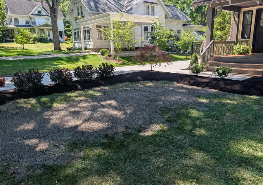 Front yard before landscape renovation and lawn grading in West Seneca, NY